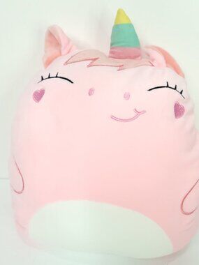 Pink Unicorn Crinkle Horn Soft Chubby Valentine Heart Stuffed Animal Plush 14"